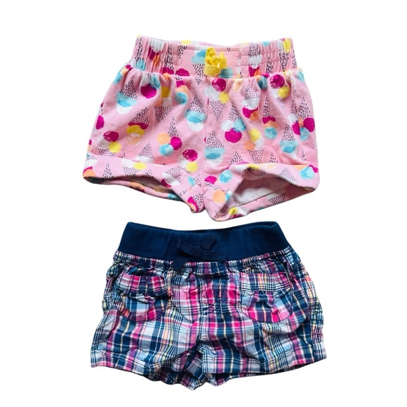Bundle of 2 Baby Girl Shorts Plaid printed and Ice cream printed – 6-12 Months - Picture 1 of 9